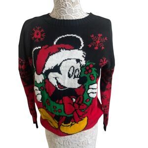 Disney’s Mikey Mouse Christmas Sweater -Holding A Wreath- EUC